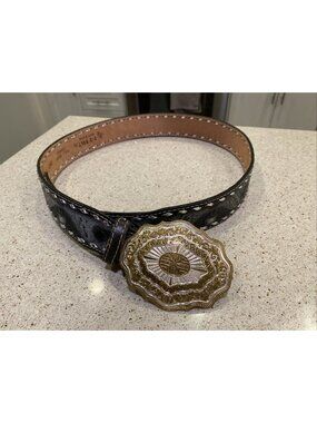 Vintage Crumrine Ornate Heavy Silver Plate On Jeweler Bronze Belt Made In USA